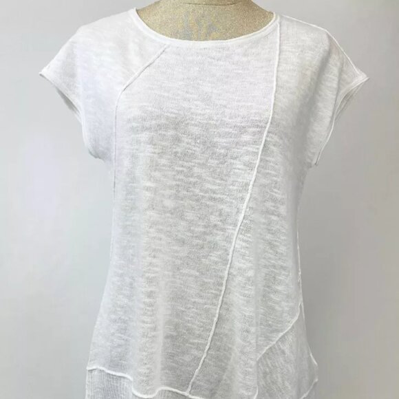 NWT EILEEN FISHER Top Cap Sleeve Organic Linen & Cotton White XS 2 Blouse - Picture 2 of 8